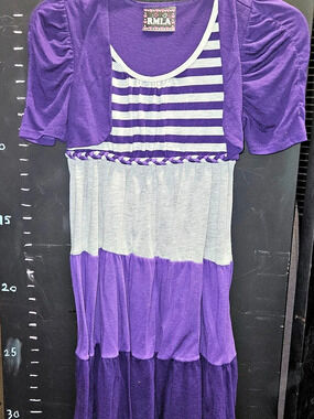 RMLA Kids Purple & Grey Striped Dress